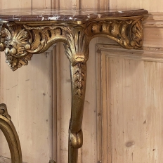 19th Century French Louis XV Giltwood Marble Top Console