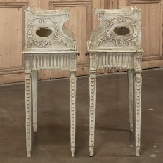 Pair 19th Century Country French Louis XVI Painted Nightstands