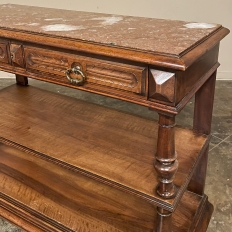 19th Century French Henri II Neoclassical Walnut Marble Top Serving Buffet ~ Sideboard
