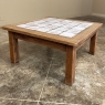 Rustic Antique Oak Coffee Table with Hand-Painted Delft Tiles
