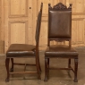 Set of 6 Antique Italian Renaissance Walnut Dining Chairs includes 2 Armchairs
