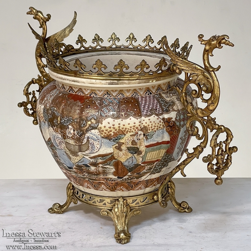 19th Century Bronze Mounted Satsuma Jardiniere
