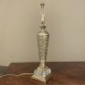 Pair Antique Embossed Bronze Table Lamps on Crystal Bases