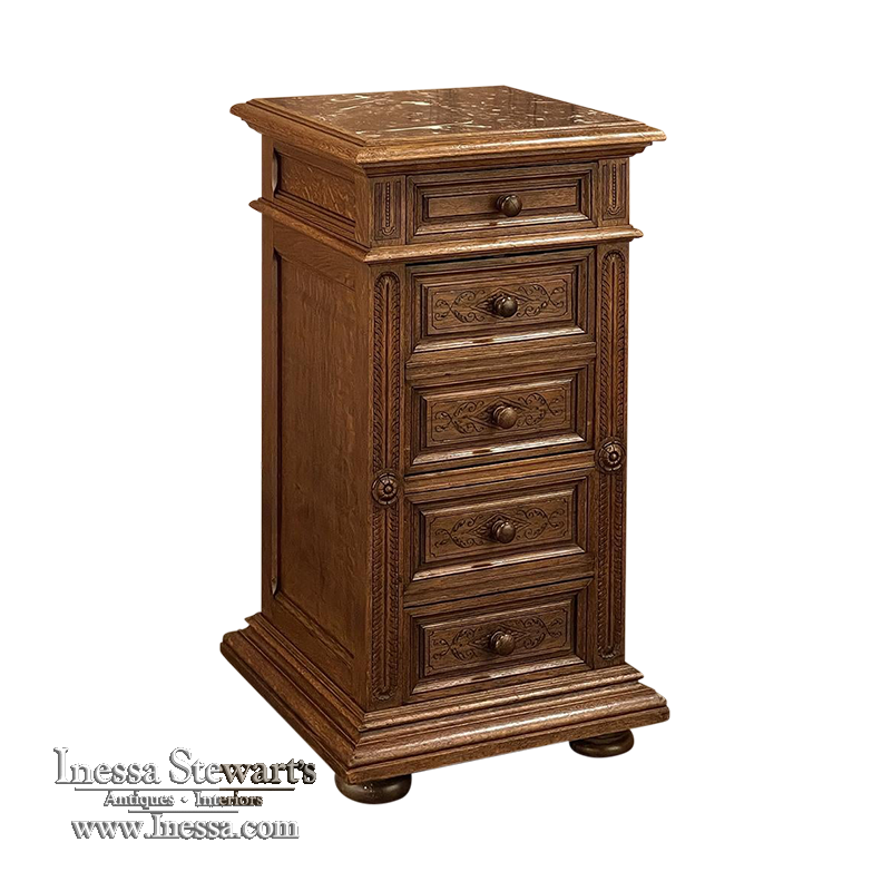 19th Century French Neoclassical Marble Top Nightstand