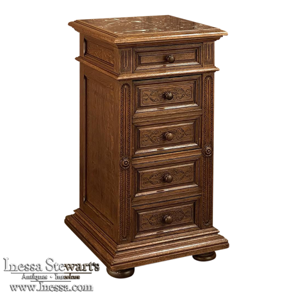 19th Century French Neoclassical Marble Top Nightstand