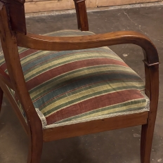 19th Century French Directoire Style Armchair in Mahogany with Mohair