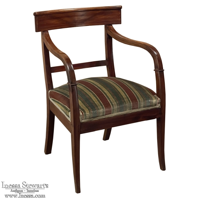 19th Century French Directoire Style Armchair in Mahogany with Mohair