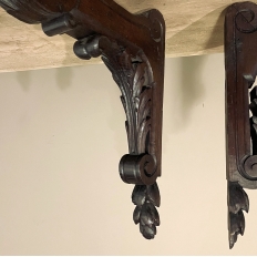Pair 19th Century Hand-Carved Corbels ~ Drapery Rod Holders