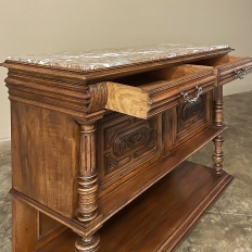 19th Century French Neoclassical Henri II Marble Top Walnut Buffet