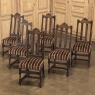 Set of 6 Antique Country French Upholstered Dining Chairs