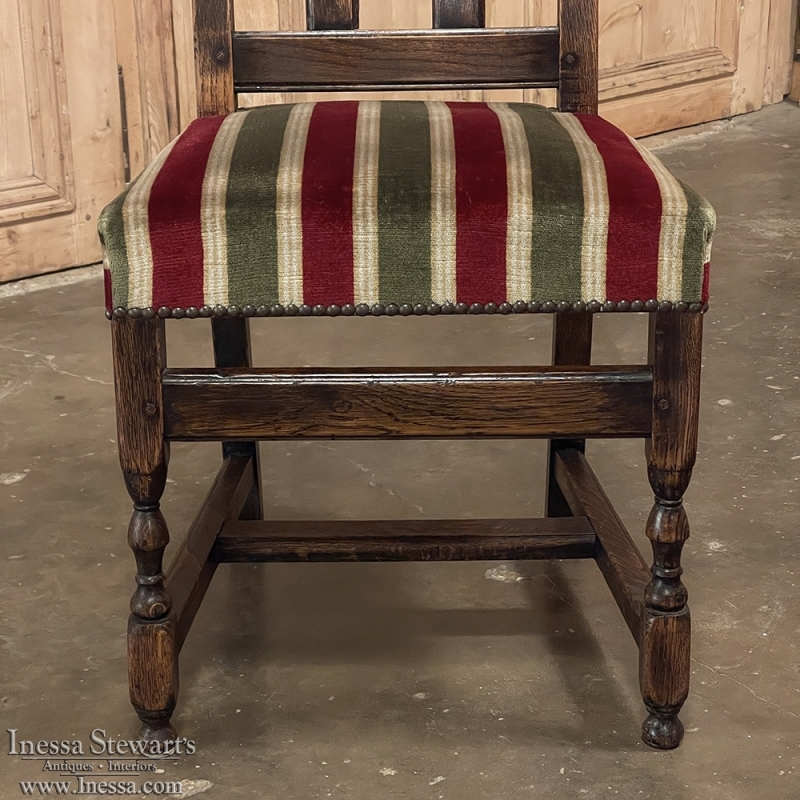 Set of 6 Antique Country French Upholstered Dining Chairs