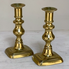 Set of Three 18th Century Hand-Made Brass Candlesticks