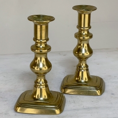Set of Three 18th Century Hand-Made Brass Candlesticks