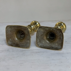 Set of Three 18th Century Hand-Made Brass Candlesticks