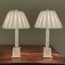 Pair Mid-Century Neoclassical Cut Crystal & Brass Table Lamps