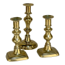 Set of Three 18th Century Hand-Made Brass Candlesticks
