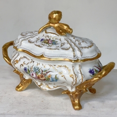 19th Century French Limoges Hand-Painted Tureen ~ Centerpiece