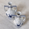 Pair Antique Petite Blue & White Bud Vases