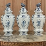 18th Century Delft 3-Piece Garniture ~ Lidded Vase Set