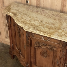 Grand Antique French Louis XV Serpentine Walnut Marble Top Buffet