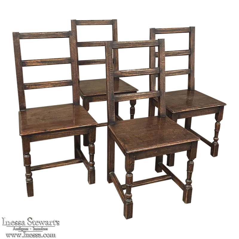 Set of Four Rustic 18th Country French Chairs 
