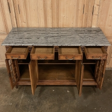 19th Century French Louis XVI Marble Top Walnut Display Buffet