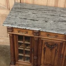 19th Century French Louis XVI Marble Top Walnut Display Buffet