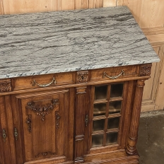 19th Century French Louis XVI Marble Top Walnut Display Buffet