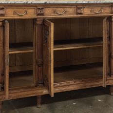 19th Century French Louis XVI Marble Top Walnut Display Buffet