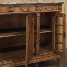 19th Century French Louis XVI Marble Top Walnut Display Buffet