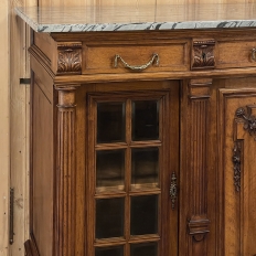 19th Century French Louis XVI Marble Top Walnut Display Buffet
