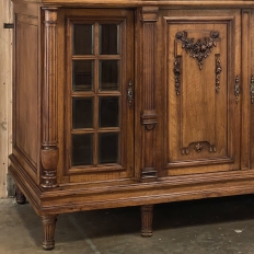 19th Century French Louis XVI Marble Top Walnut Display Buffet