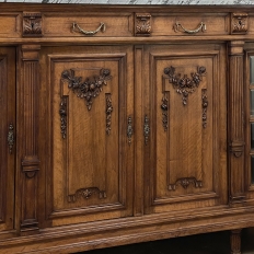 19th Century French Louis XVI Marble Top Walnut Display Buffet
