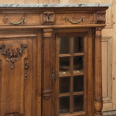 19th Century French Louis XVI Marble Top Walnut Display Buffet