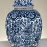 19th Century Delft Hand-Painted Blue & White Lidded Urn