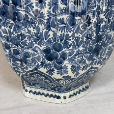 19th Century Delft Hand-Painted Blue & White Lidded Urn
