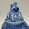 19th Century Delft Hand-Painted Blue & White Lidded Urn