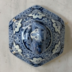 19th Century Delft Hand-Painted Blue & White Lidded Urn