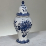 19th Century Hand-Painted Delft Blue & White Lidded Urn