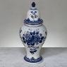 19th Century Hand-Painted Delft Blue & White Lidded Urn