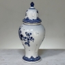 19th Century Hand-Painted Delft Blue & White Lidded Urn