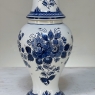 19th Century Hand-Painted Delft Blue & White Lidded Urn