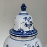 19th Century Hand-Painted Delft Blue & White Lidded Urn