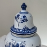 19th Century Hand-Painted Delft Blue & White Lidded Urn