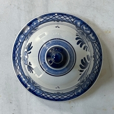 19th Century Hand-Painted Delft Blue & White Lidded Urn