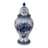 19th Century Hand-Painted Delft Blue & White Lidded Urn