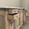 Antique French Louis XV Step-Back Marble Top Buffet in Stripped Oak
