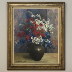 Vintage Framed Still Life Oil Painting on Canvas by L. Snijders dated 1964