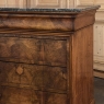 19th Century French Louis Philippe Period Burl Walnut Marble Top Commode