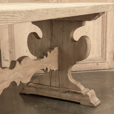 Antique Rustic Italian Trestle Table in Stripped Oak